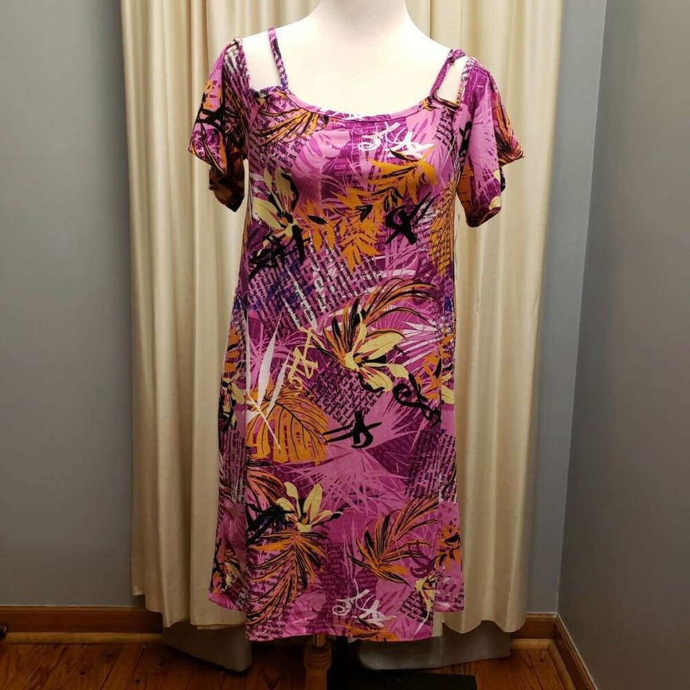 LOVE by CHESLEY Medium Women's Dress Cold Shoulder Stretch Knit Multicolor